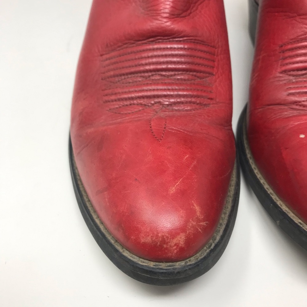 Ariat Red Leather Western Cowgirl Boots Size 8B - Picture 3 of 12